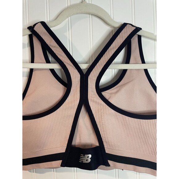 New Balance XL Space Pink Sports Bra With Back Straps & Ribbed Design - Picture 5 of 10